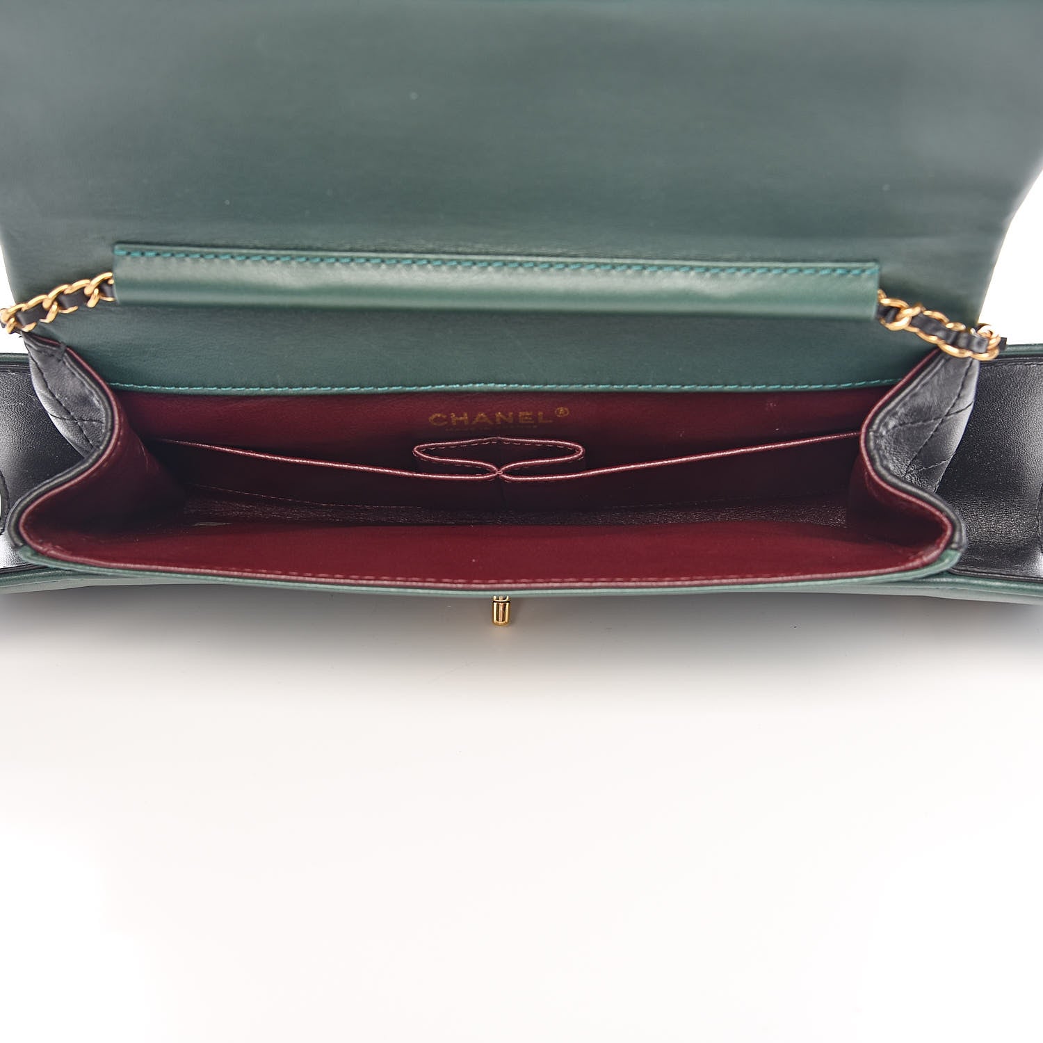 Chanel Calfskin Quilted Brasserie Gabrielle Menu CC Clutch Green 5 of 12