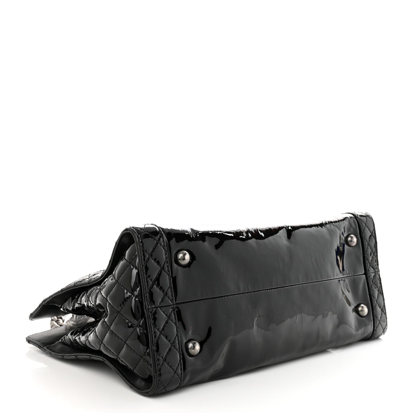 Patent Quilted Reverso Boy Tote Black