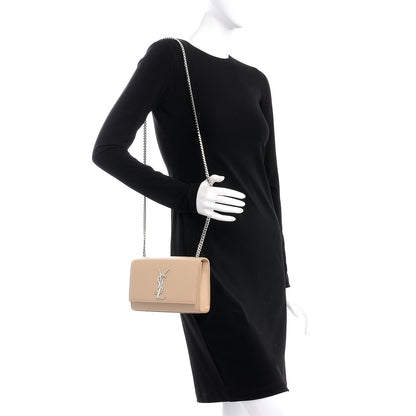 Saint Laurent Grain De Poudre Small Monogram Kate Satchel Nude Powder 2 of 7