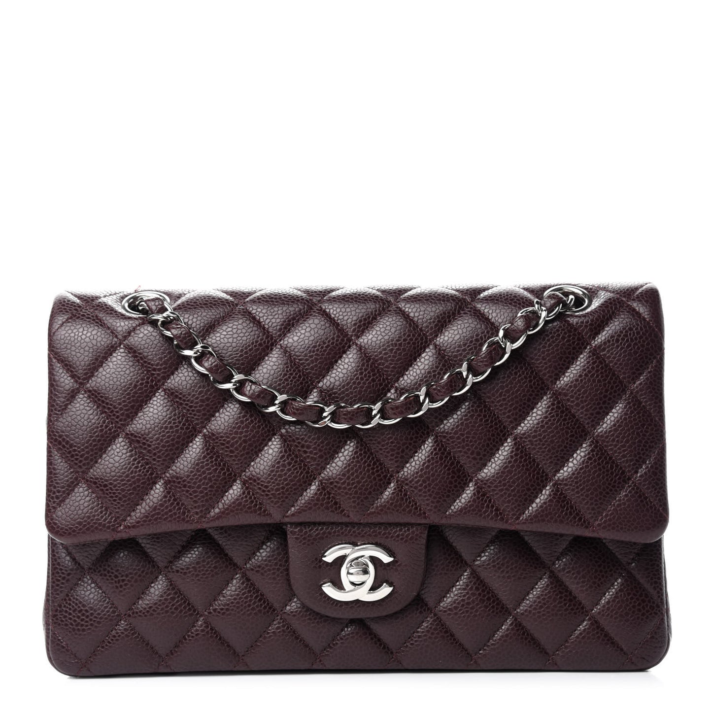 Caviar Quilted Medium Double Flap Burgundy