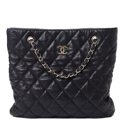 Chanel Crumpled Lambskin Quilted CC Shopping Tote Black 1 of 5