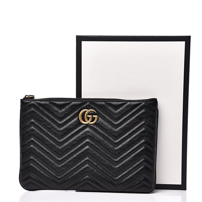 Gucci Azalea Calfskin Matelasse Heart GG Marmont Zip Pouch Black 8 of 8