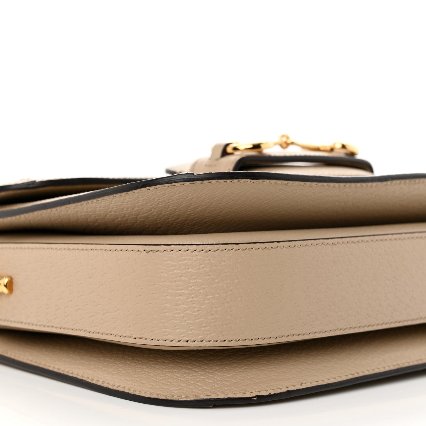 GG Supreme Monogram Textured Dollar Calfskin Horsebit 1955 Shoulder Bag Beige Mystic White Oatmeal