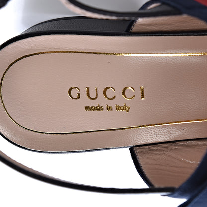 Gucci Lambskin Grosgrain Web Floral Thong Sandals 36 Blue 6 of 8