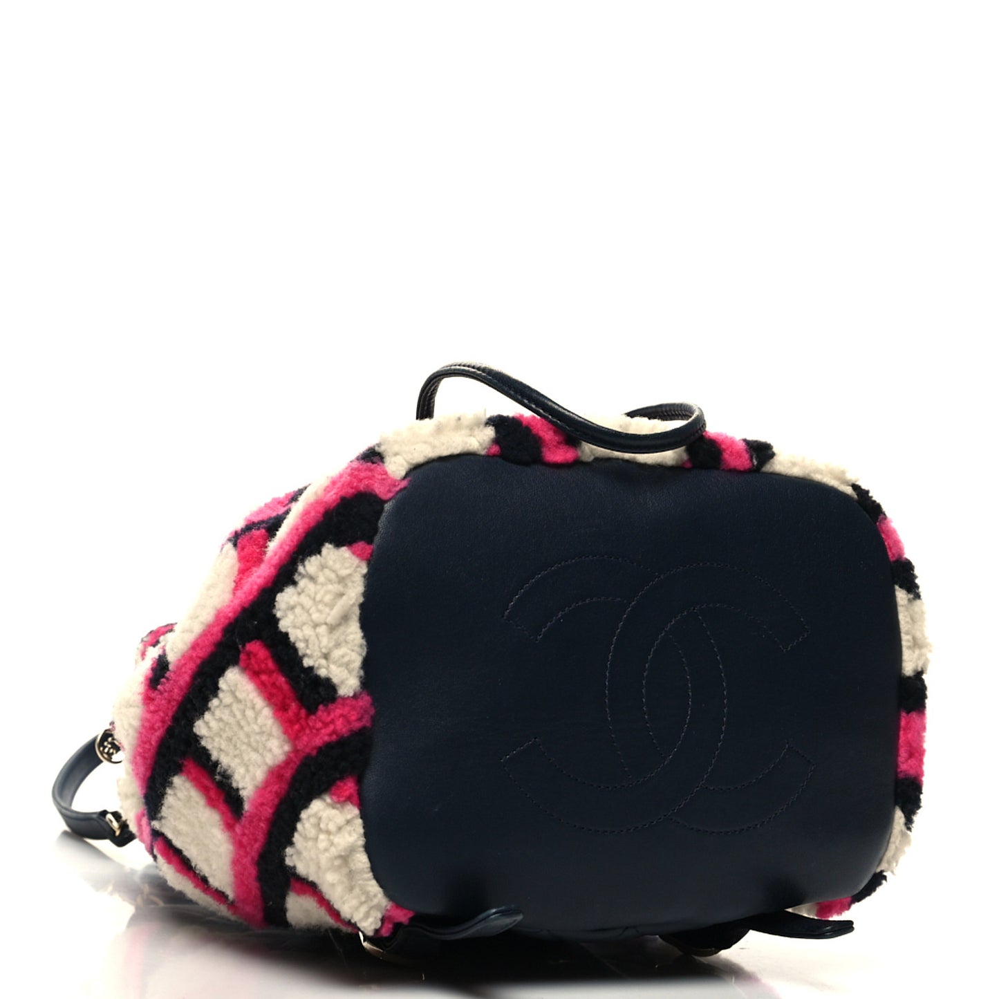 Lambskin Shearling Small Urban Spirit Backpack White Fuchsia Navy