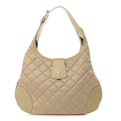 Burberry Nylon Quilted Patent Brook Hobo Beige 1 of 11