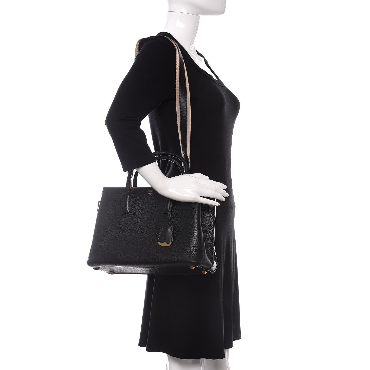 MCM Grained Calfskin Medium Milla Tote Black 2 of 9