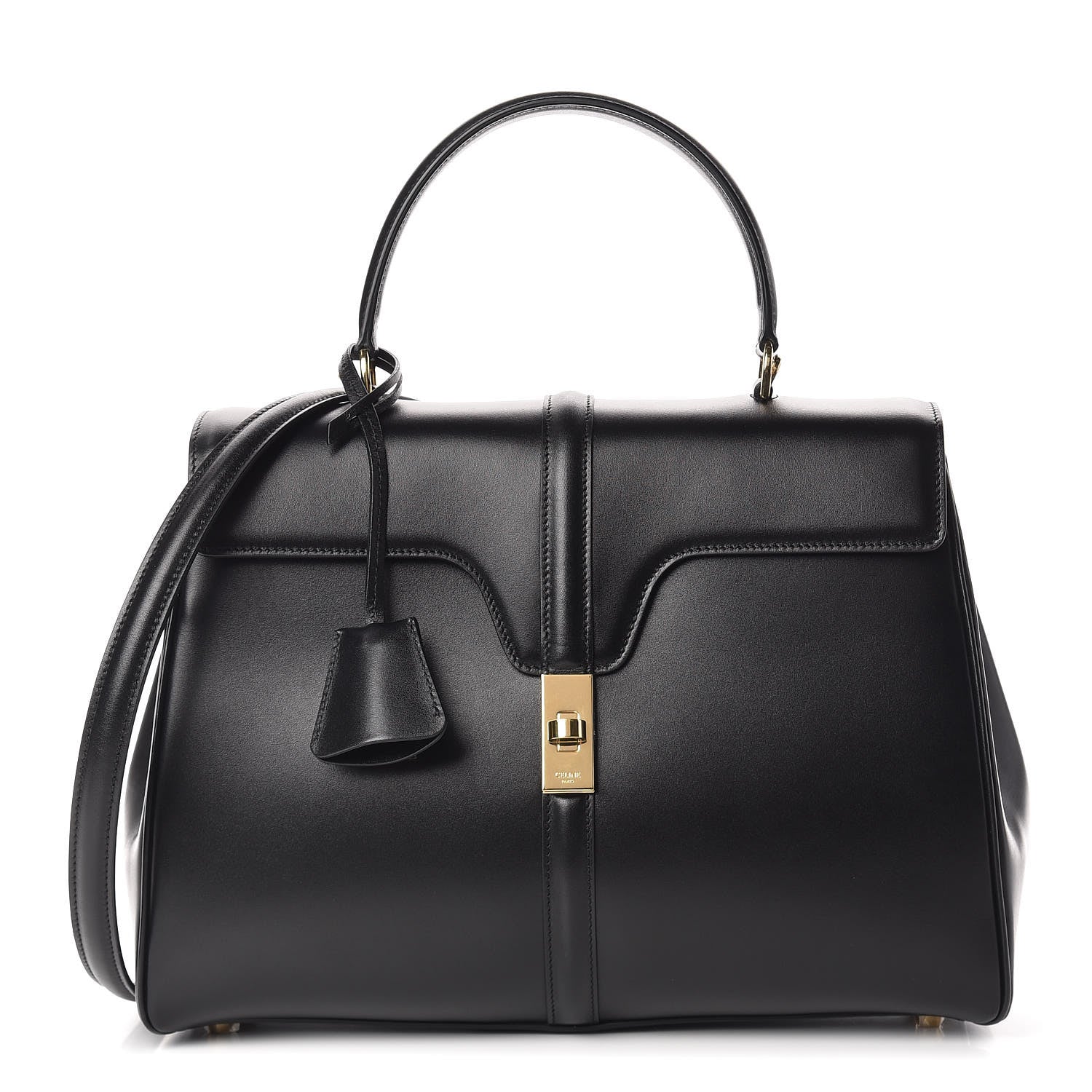 Celine Satinated Calfskin Medium 16 Top Handle Bag Black 1 of 13