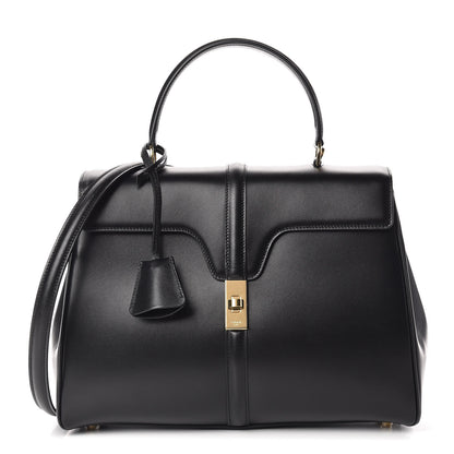 Celine Satinated Calfskin Medium 16 Top Handle Bag Black 1 of 13