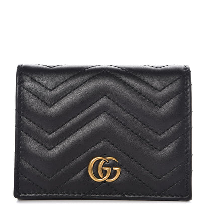Gucci Calfskin Matelasse GG Marmont Card Case Wallet Black 1 of 9