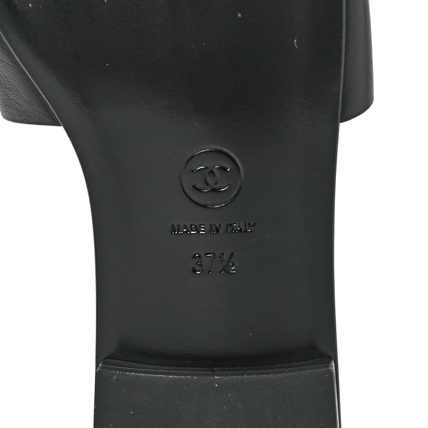 Chanel Calfskin Patent Calfskin Logo Mules 37.5 Black 6 of 8