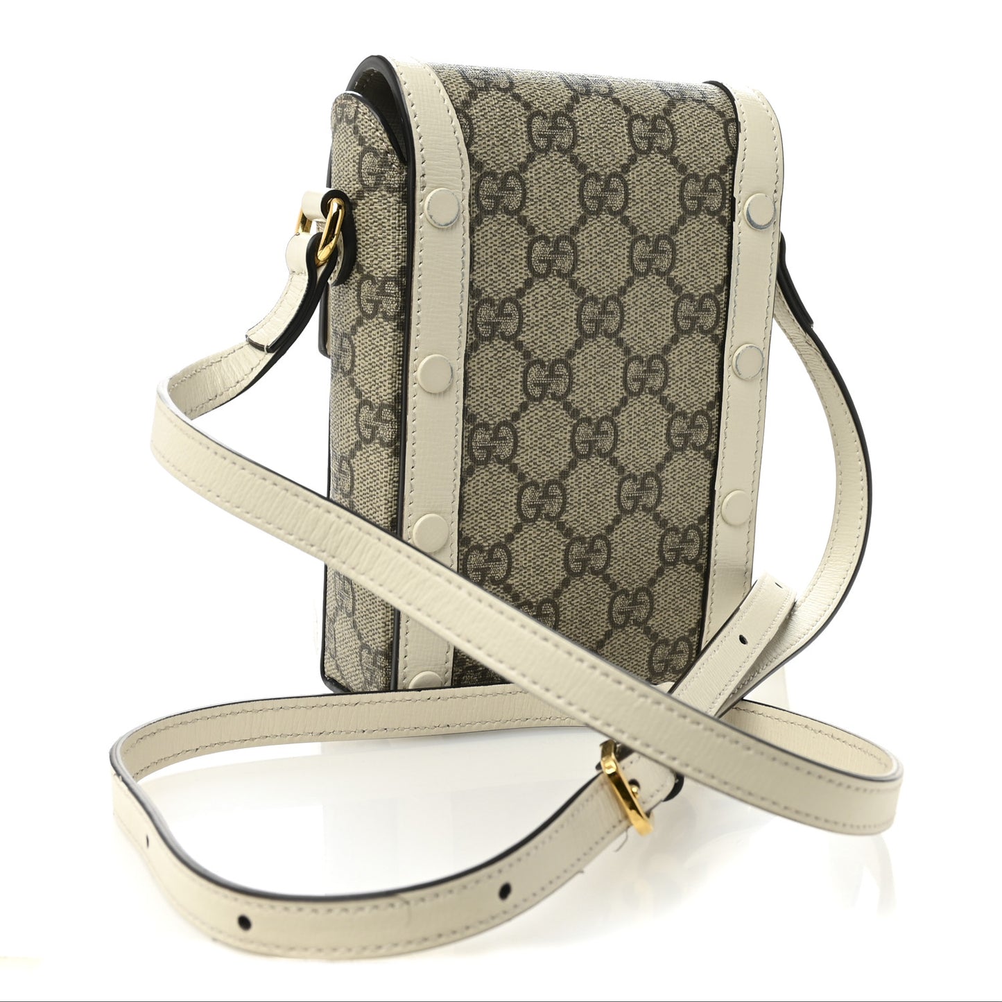 GG Supreme Monogram Azalea Calfskin Mini Horsebit 1955 Crossbody Bag Beige Ebony Mystic White