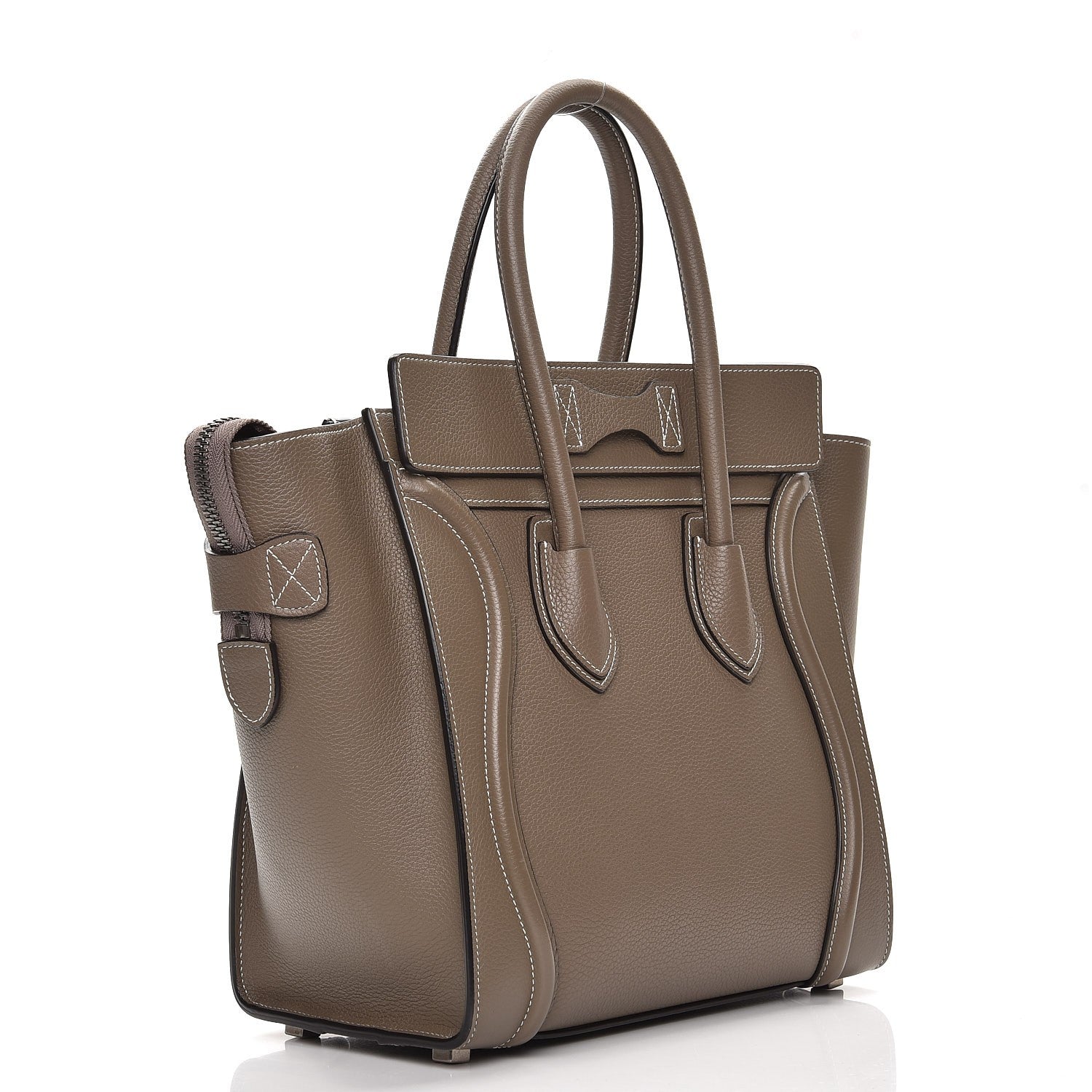 Celine Drummed Calfskin Micro Luggage Souris 3 of 10