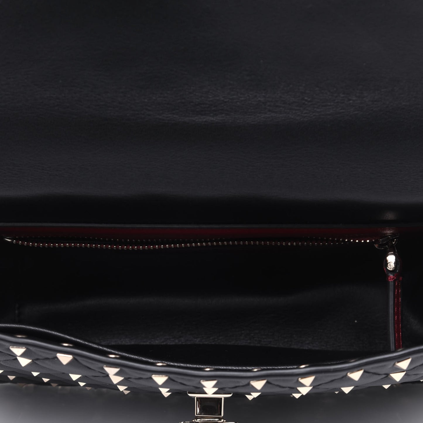 Lambskin Medium Rockstud Spike Shoulder Bag Black