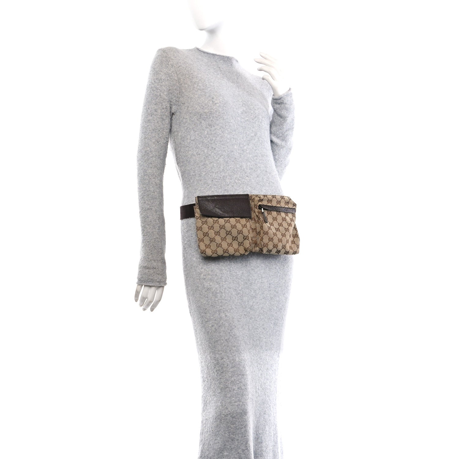 Gucci GG Monogram Double Pocket Belt Bag Dark Brown 2 of 12