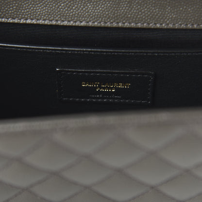 Saint Laurent Grain De Poudre Textured Mixed Matelasse Medium Triquilt Monogram Satchel Earth 8 of 9