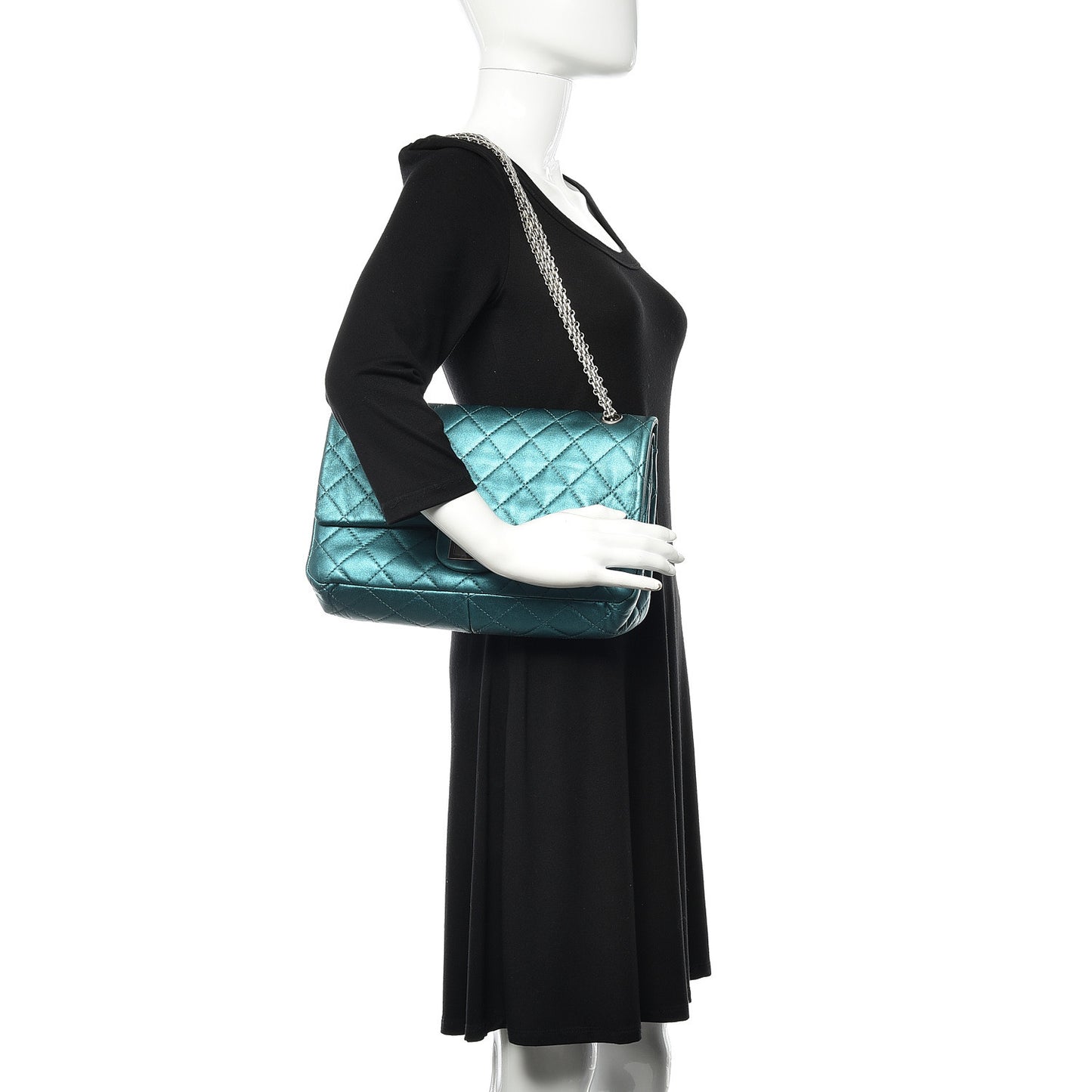 Metallic Calfskin Quilted 2.55 Reissue 227 Flap Turquoise