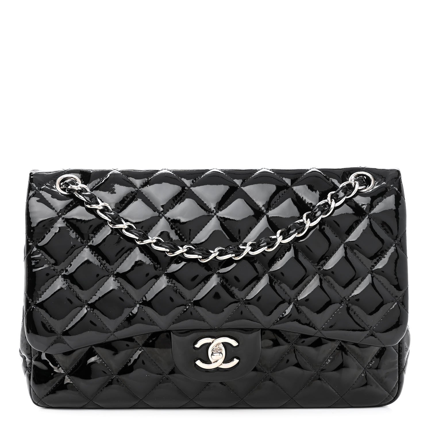 Chanel Patent Quilted Jumbo Double Flap Black 1 of 11