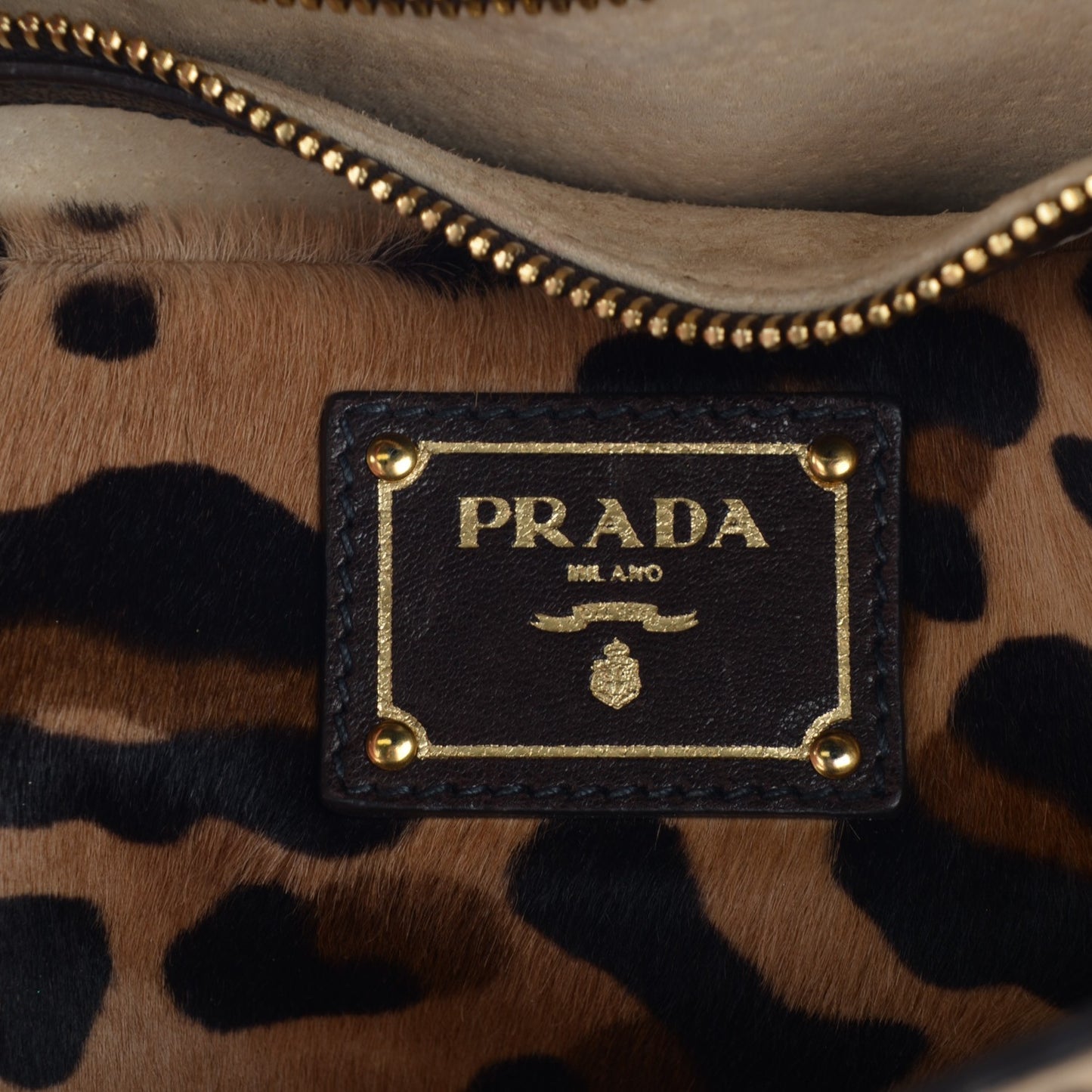 Calf Hair Leopard Print Pushlock Envelope Clutch Miele