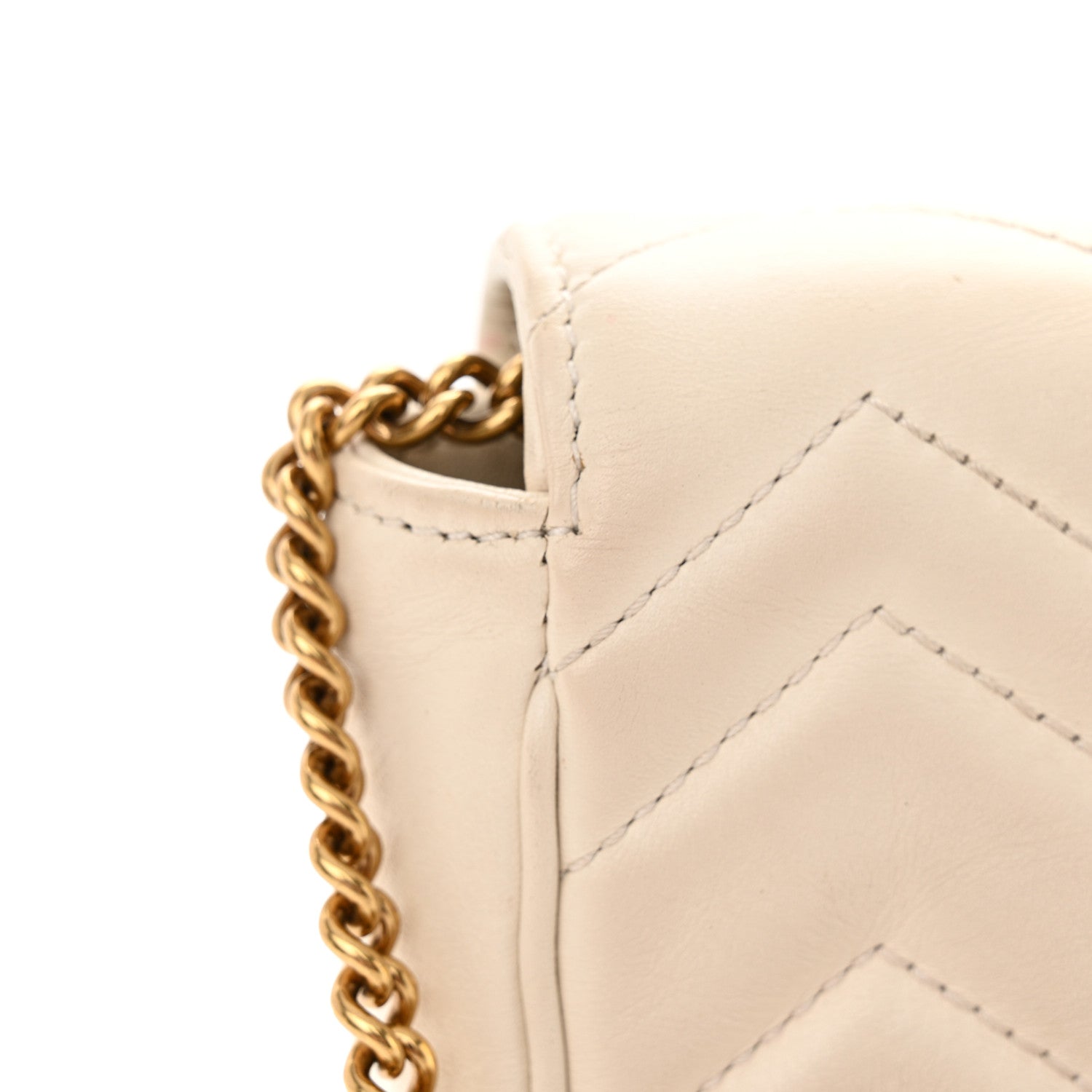 Gucci Calfskin Matelasse Super Mini GG Marmont Shoulder Bag White 15 of 19