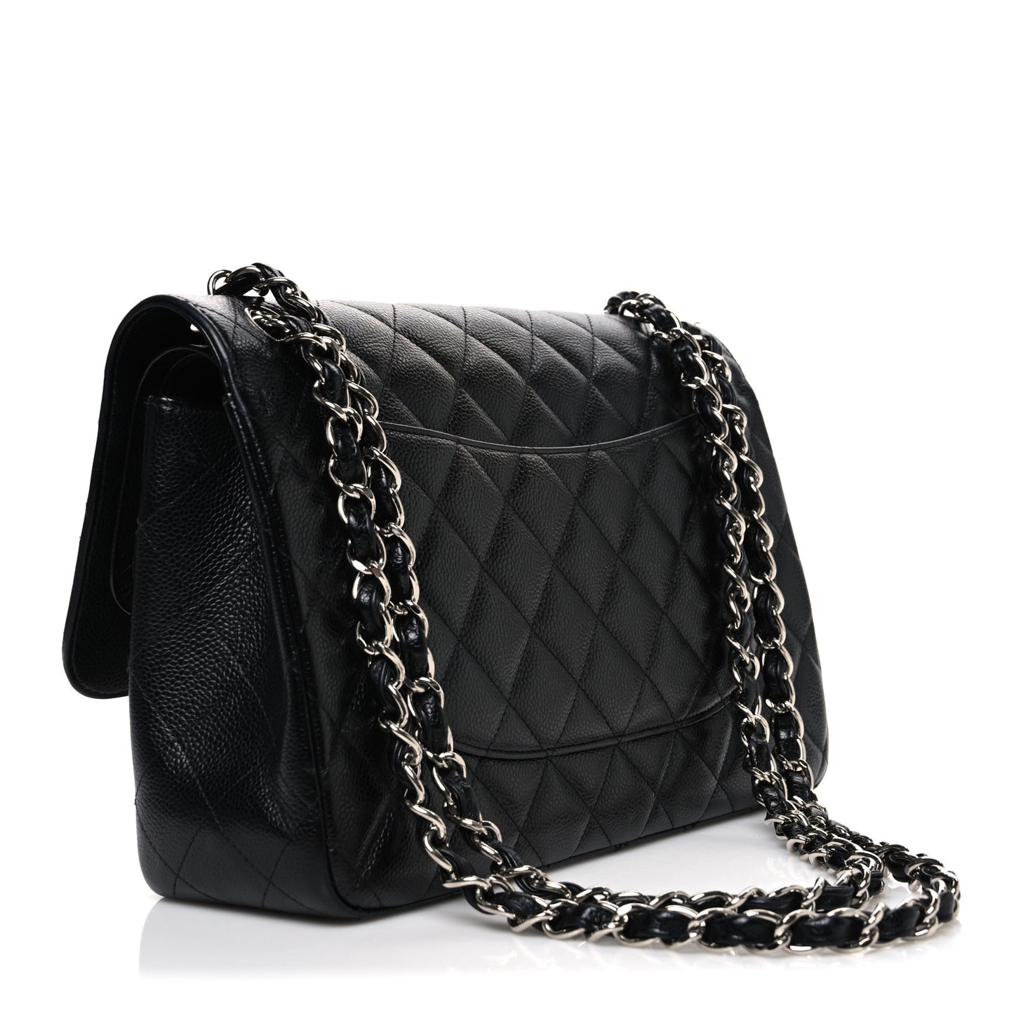Caviar Quilted Jumbo Double Flap Black