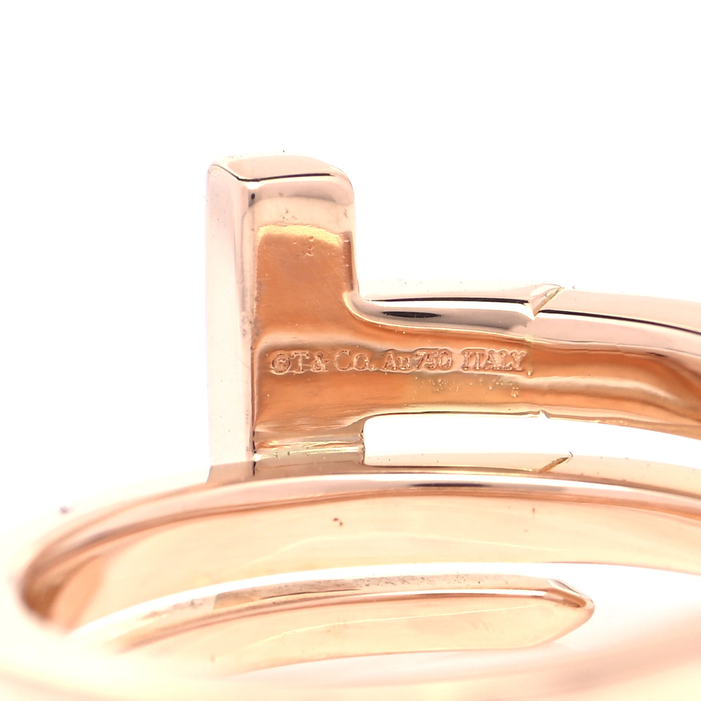 18K Rose Gold Diamond T Square Wrap Ring 54 6.75