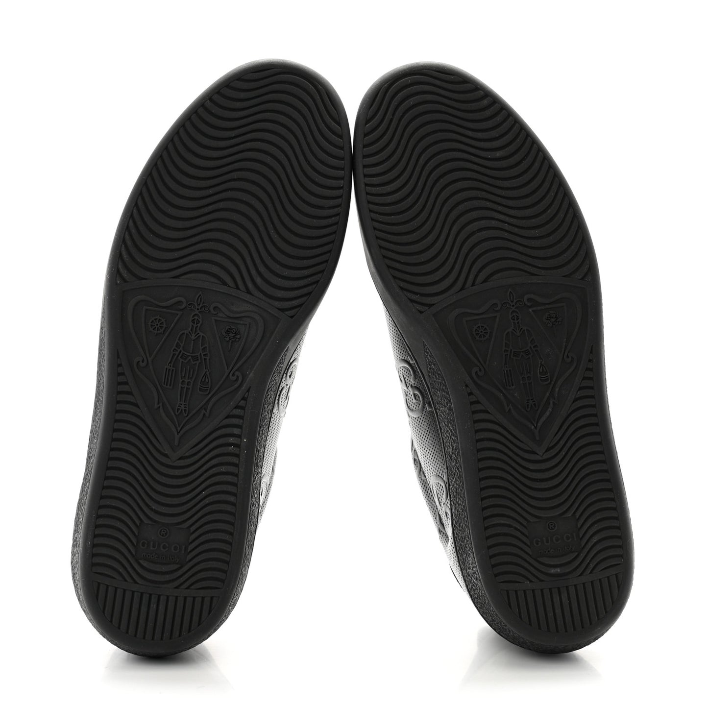 Calfskin GG Tennis Embossed Mens Ace Sneakers 8 Black