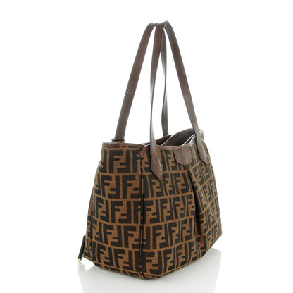 Fendi Zucca Vitello Artic Medium Shopping Tote Tobacco Castagna 3 of 8