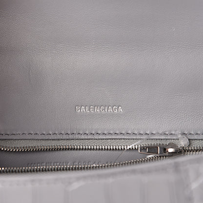 Balenciaga Shiny Calfskin Crocodile Embossed Small Hourglass Top Handle Bag Balenciaga Grey 6 of 15