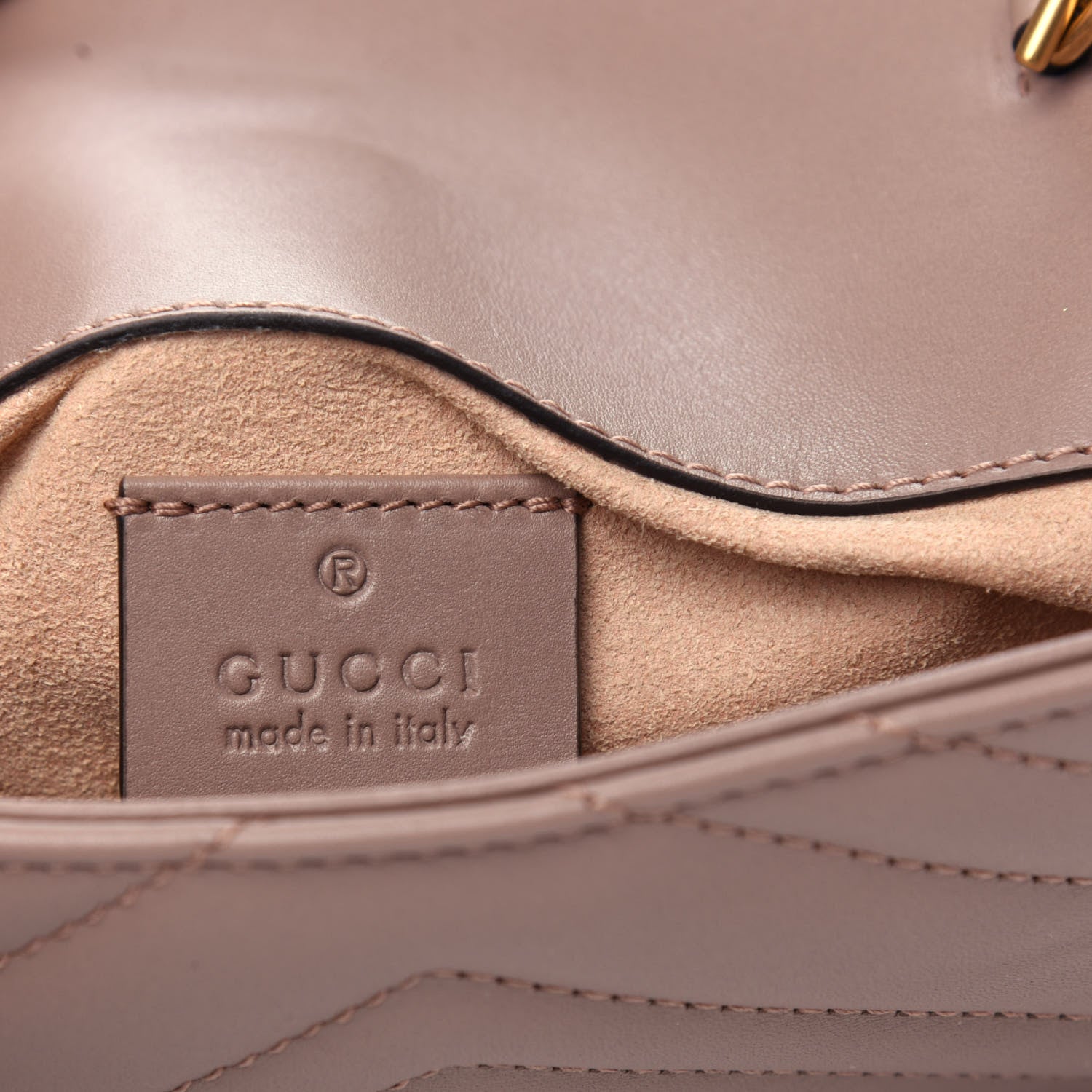 Gucci Calfskin Matelasse Super Mini GG Marmont Shoulder Bag Porcelain Rose 6 of 10