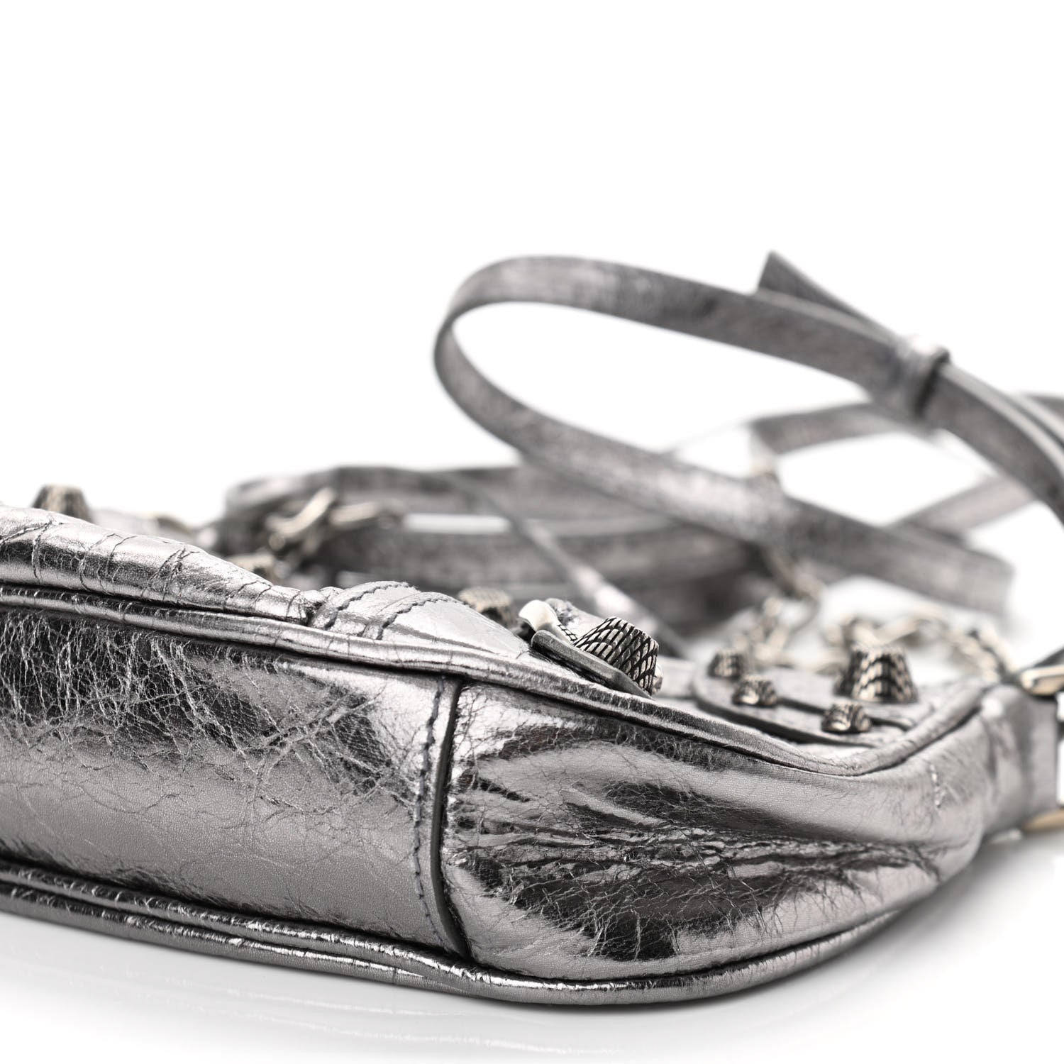 Balenciaga Metallic Agneau Arena Le Cagole Purse With Chain Mini Silver 9 of 9
