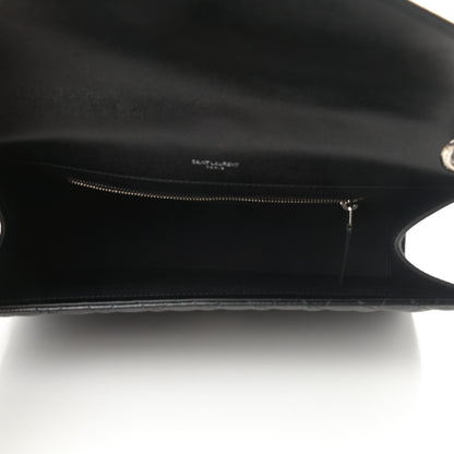 Saint Laurent Grain De Poudre Textured Mixed Matelasse Large Triquilt Monogram Satchel Black 5 of 11