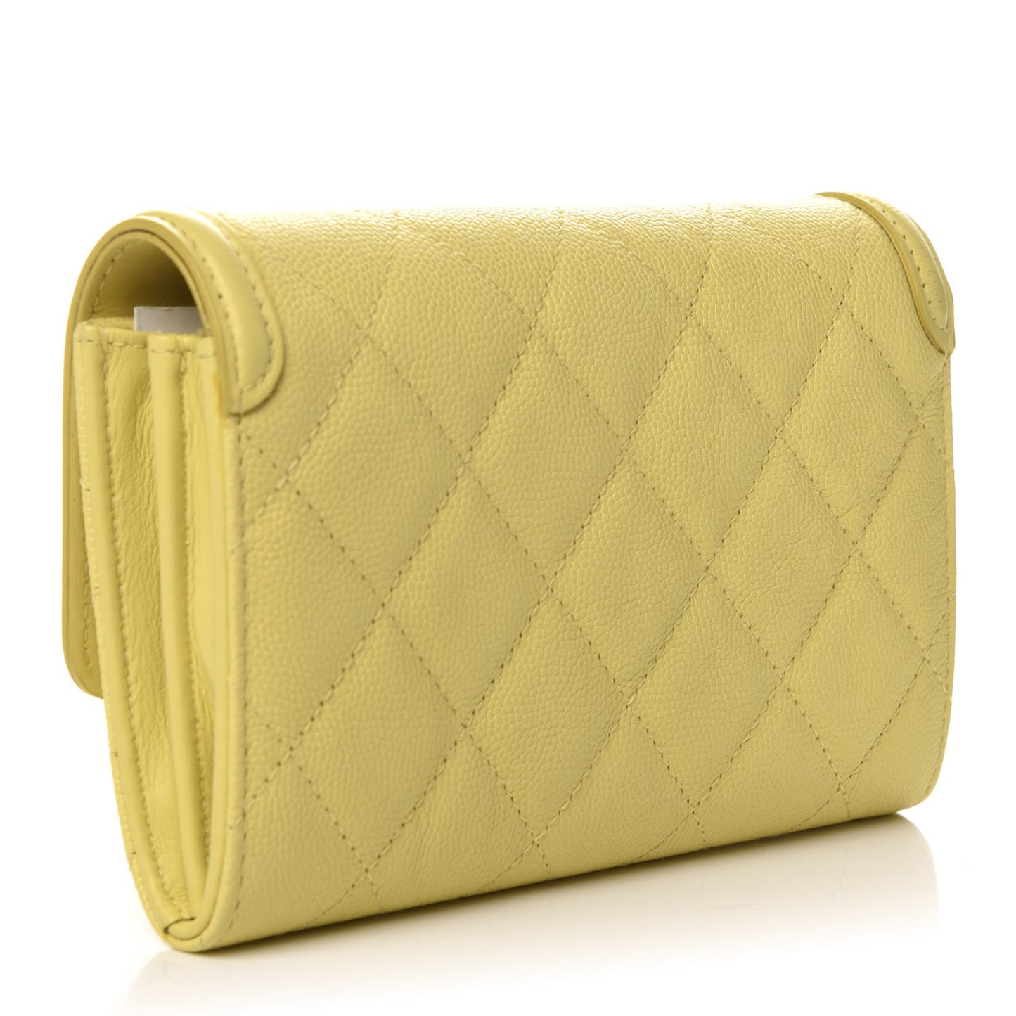 Caviar Quilted Medium Filigree Flap Wallet Yellow