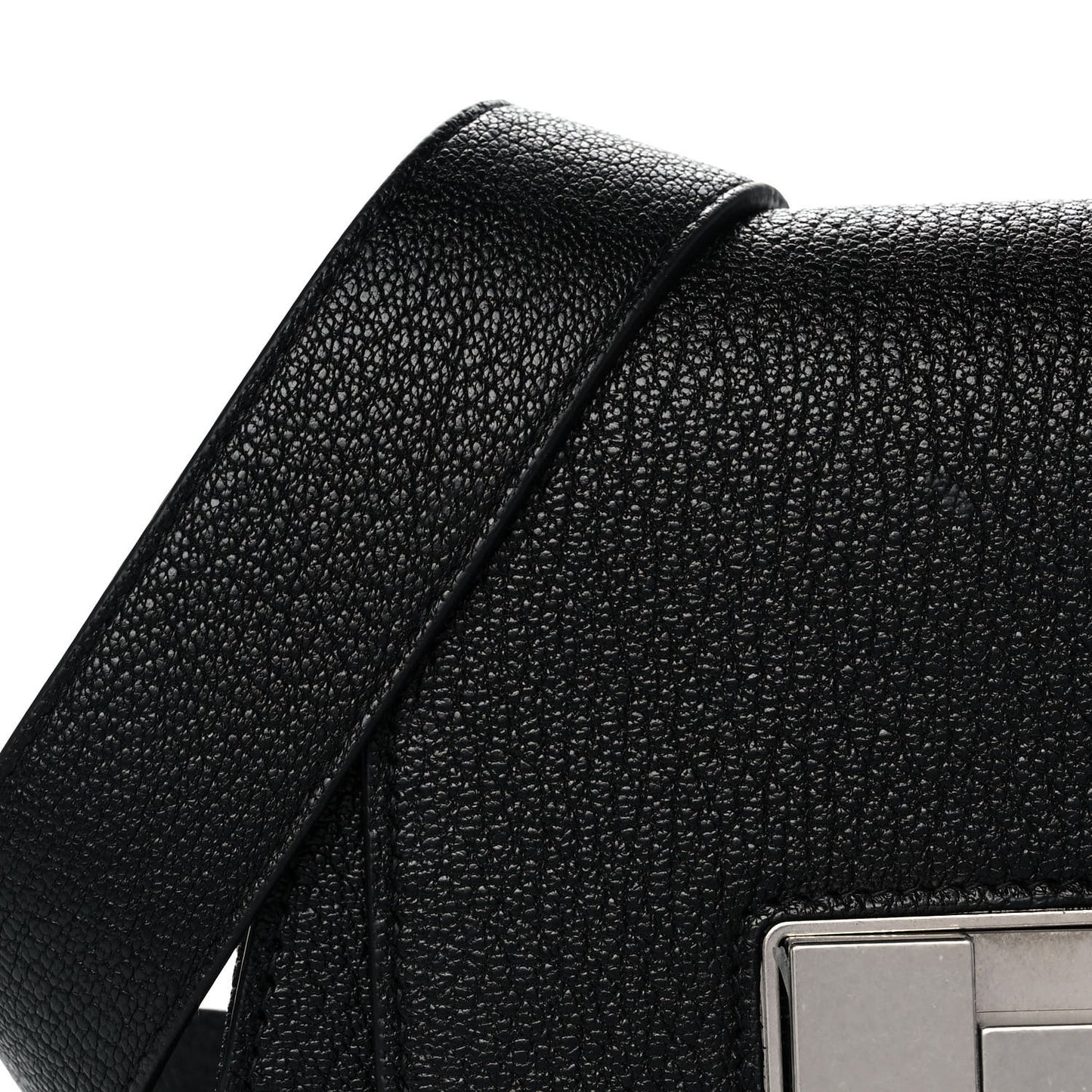Grained Calfskin Geometric Belt Bag Black