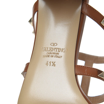 Valentino Garavani Calfskin Rockstud 60mm Caged Slide Sandals 41.5 Tobacco 7 of 9