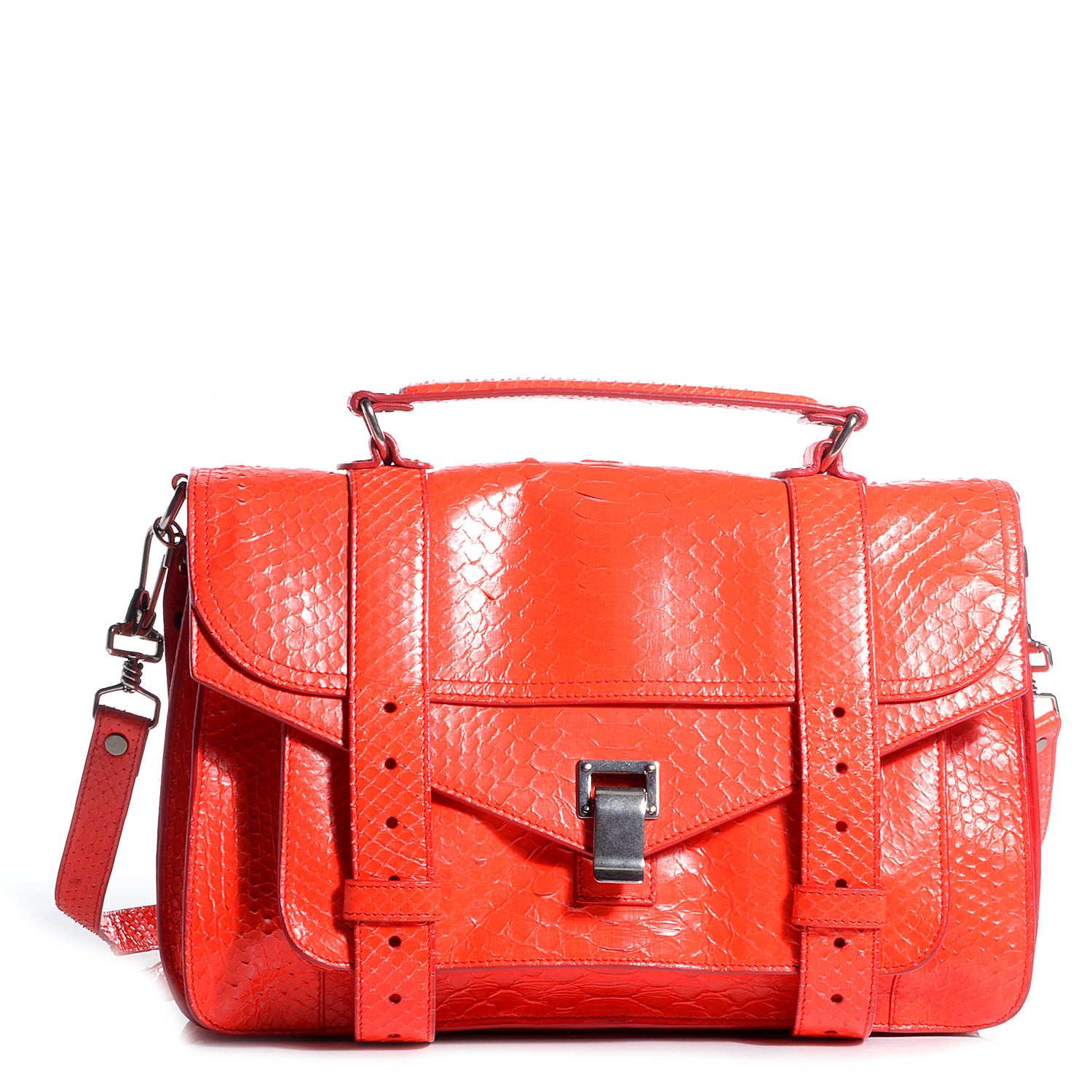 Proenza Schouler Python PS1 Medium Satchel Lipstick Red 1 of 12