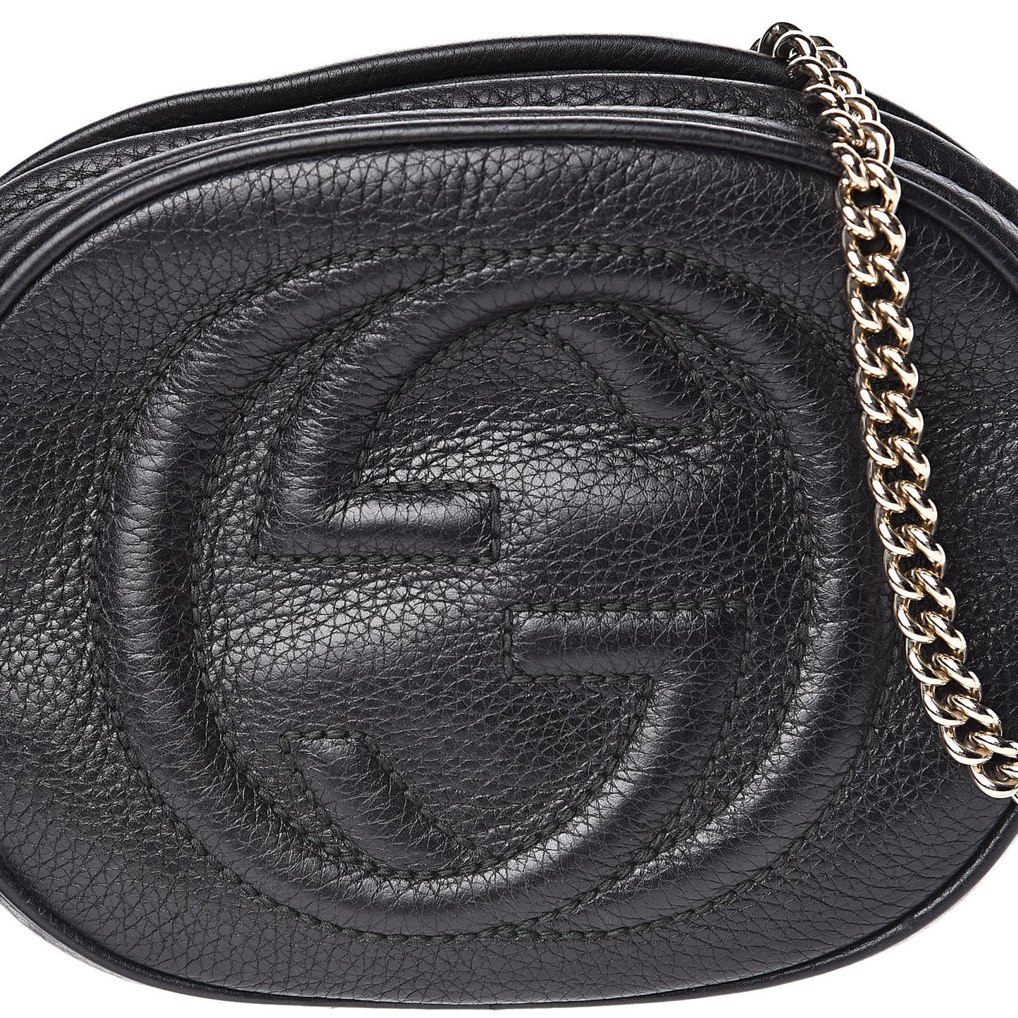 Pebbled Calfskin Mini Soho Chain Bag Black