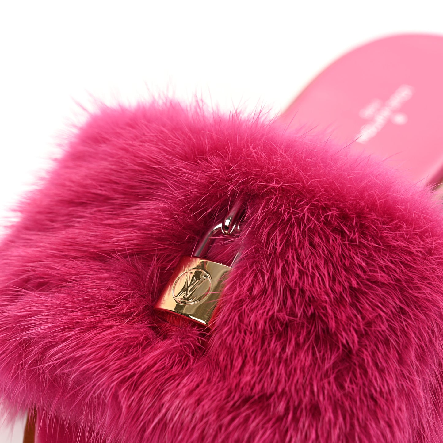 Mink Fur Lock It Flat Mule 37 Hot Pink