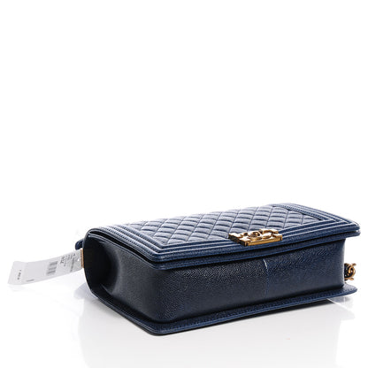Chanel Caviar Quilted Medium Boy Flap Dark Navy Blue 4 of 9