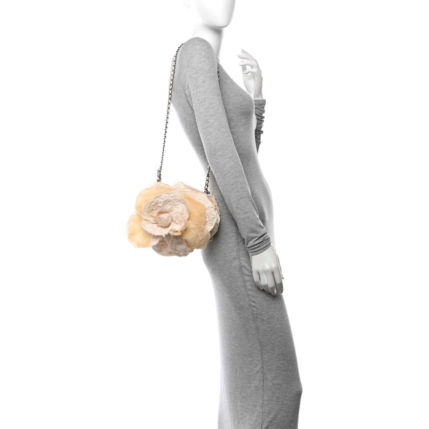 Satin Mesh Lace Camellia Beige