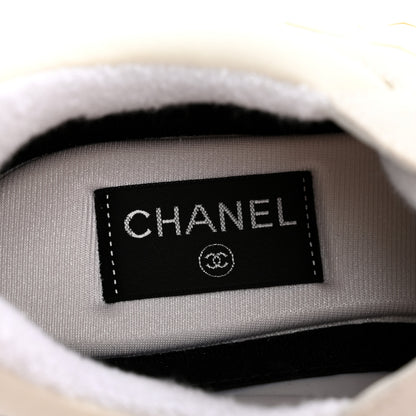 Chanel Suede Calfskin Fabric CC Sneakers 38.5 White 14 of 16