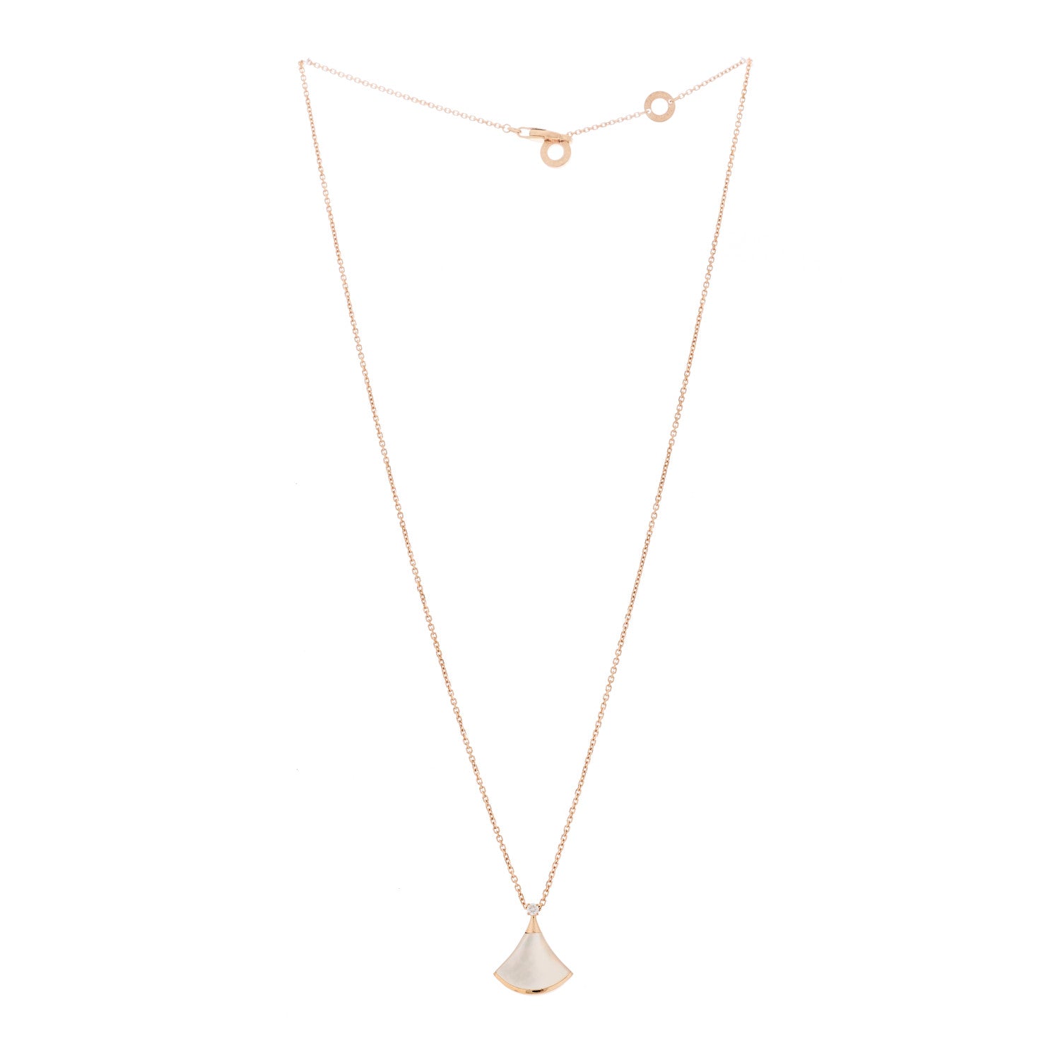Bulgari 18K Rose Gold Diamond Mother of Pearl Small Divas' Dream Pendant Necklace 3 of 7