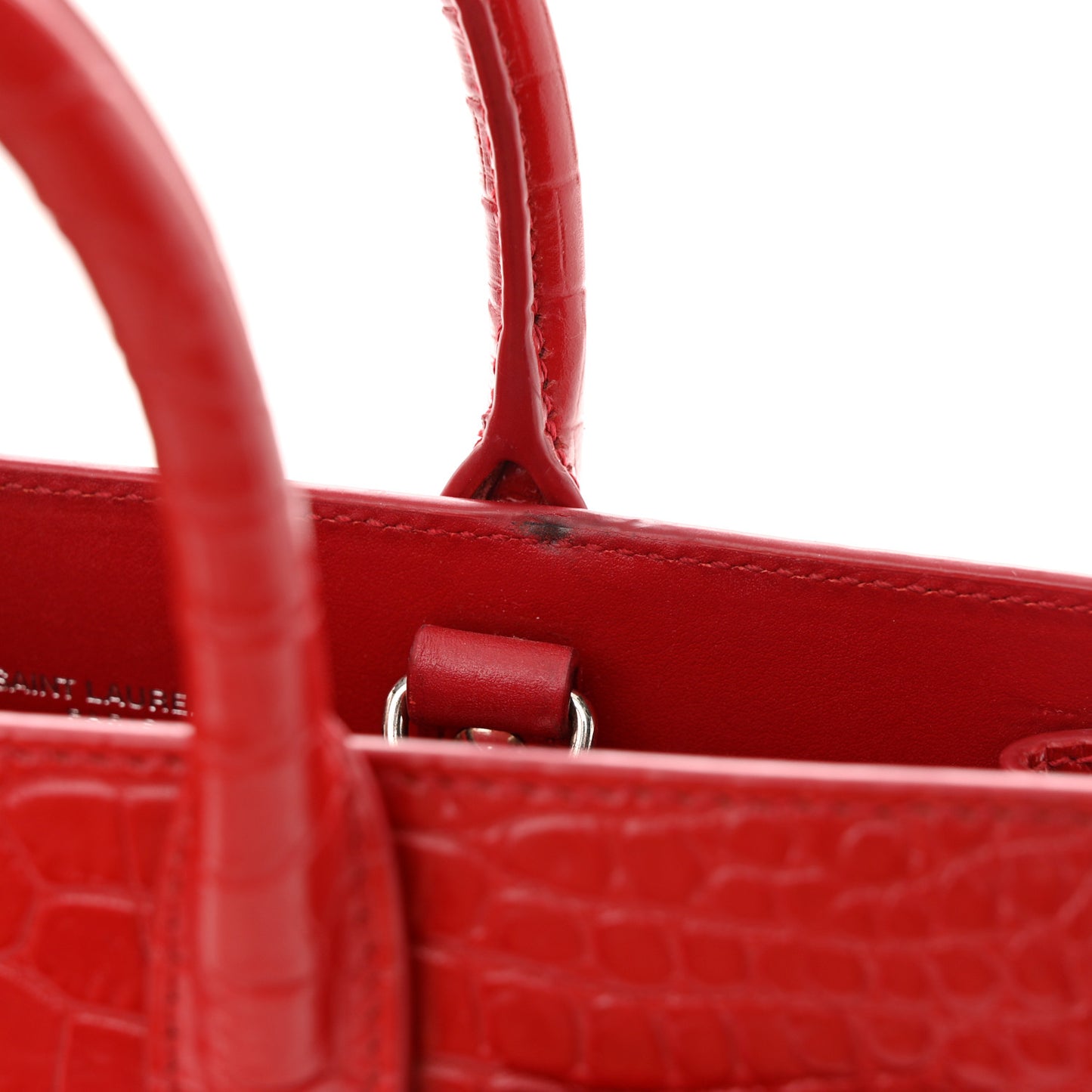 Calfskin Crocodile Embossed Nano Sac De Jour Red