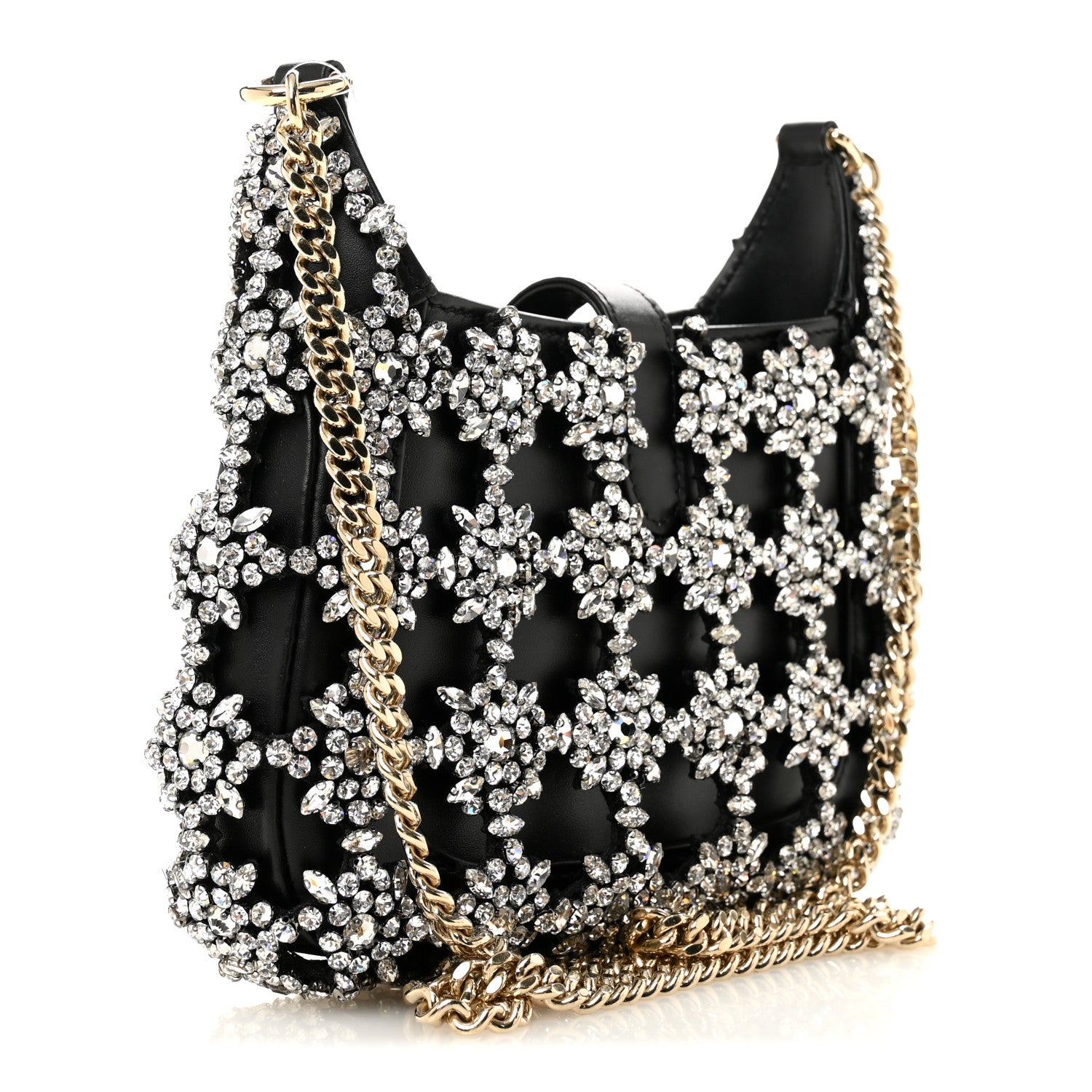 Gucci Calfskin Crystal Mini Jackie Notte Bag Black 3 of 12