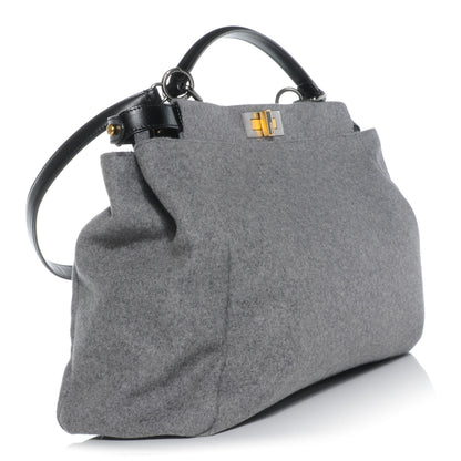 Fendi Flannel Large Peekaboo Iconic Satchel Grey 3 of 9