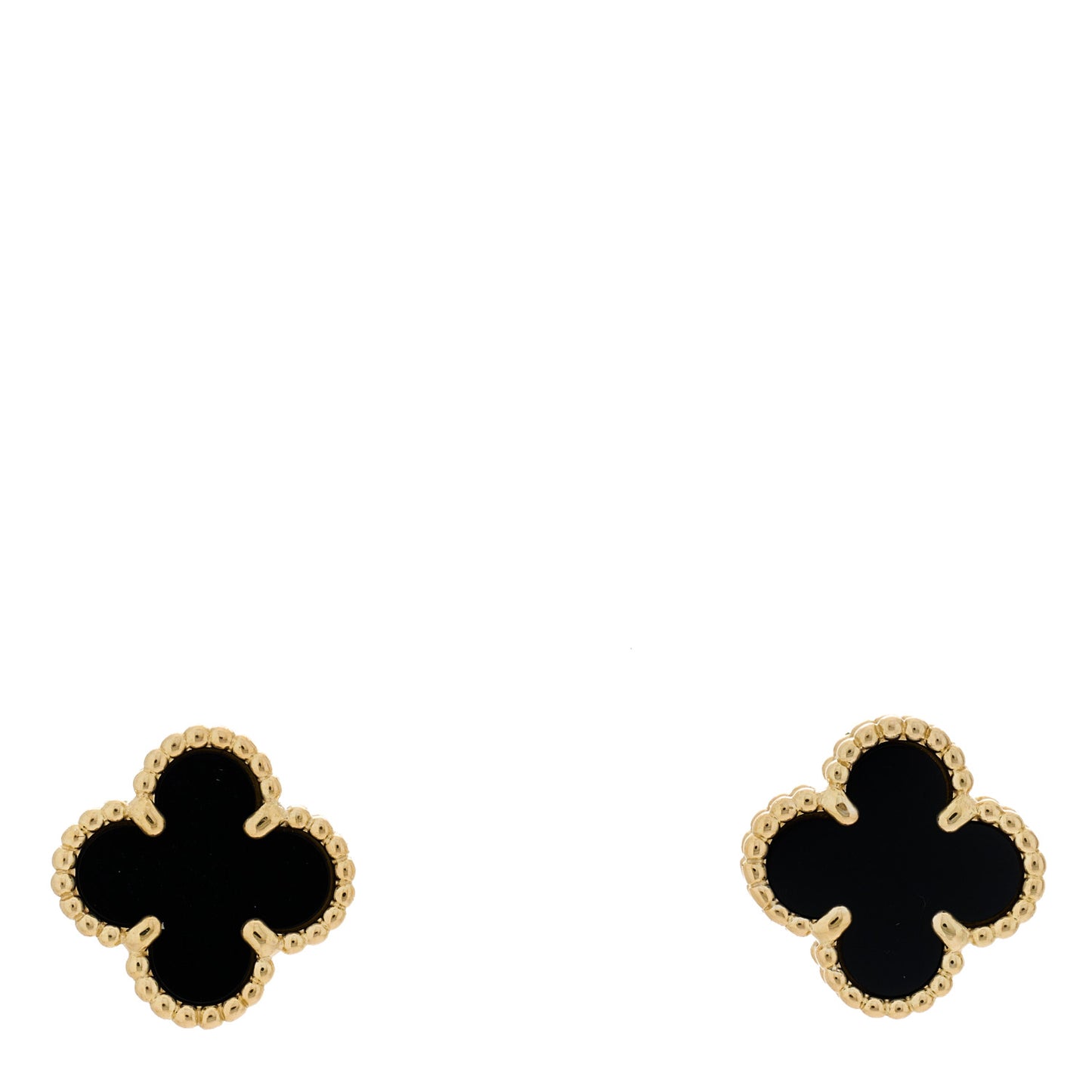 18K Yellow Gold Black Onyx Sweet Alhambra Earrings