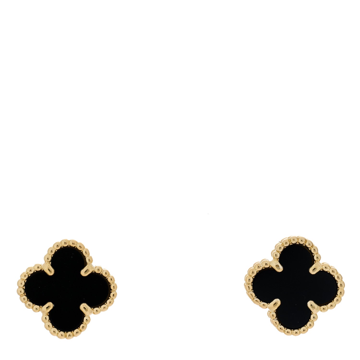Van Cleef & Arpels 18K Yellow Gold Black Onyx Sweet Alhambra Earrings 1 of 4