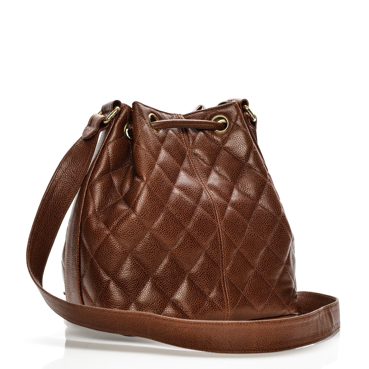Chanel Caviar Quilted Drawstring Shoulder Bag Brown 4 of 10