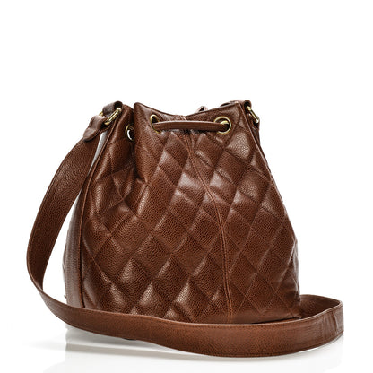 Chanel Caviar Quilted Drawstring Shoulder Bag Brown 4 of 10