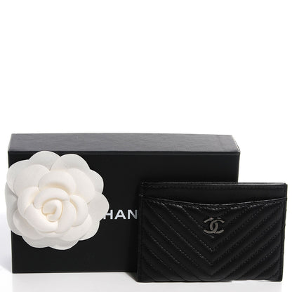 Chanel Lambskin Chevron Card Holder Black 5 of 8